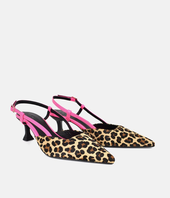 Dansi Gorgeous Leopard/Pink Slingback Heels