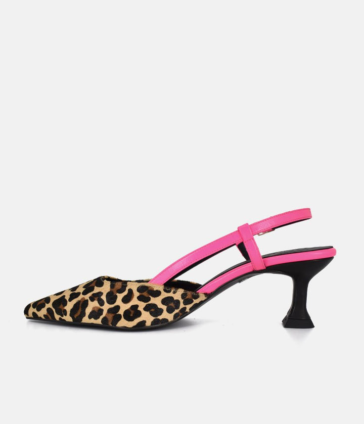 Dansi Gorgeous Leopard/Pink Slingback Heels