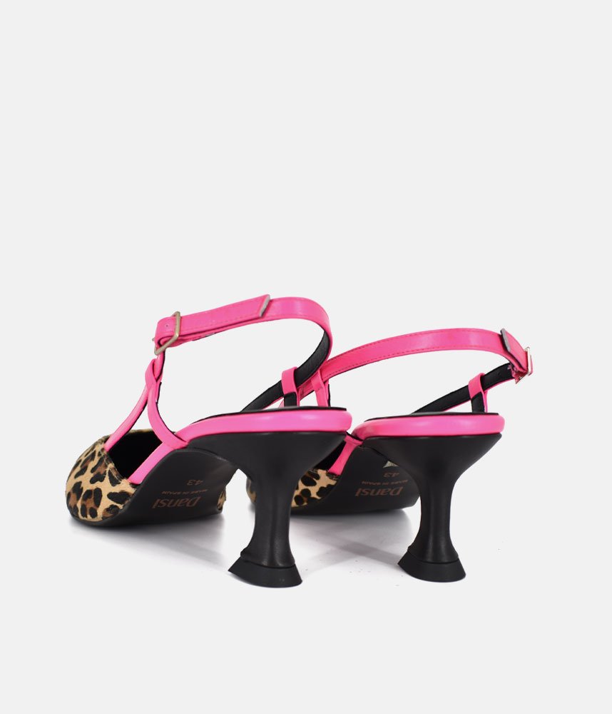 Dansi Gorgeous Leopard/Pink Slingback Heels