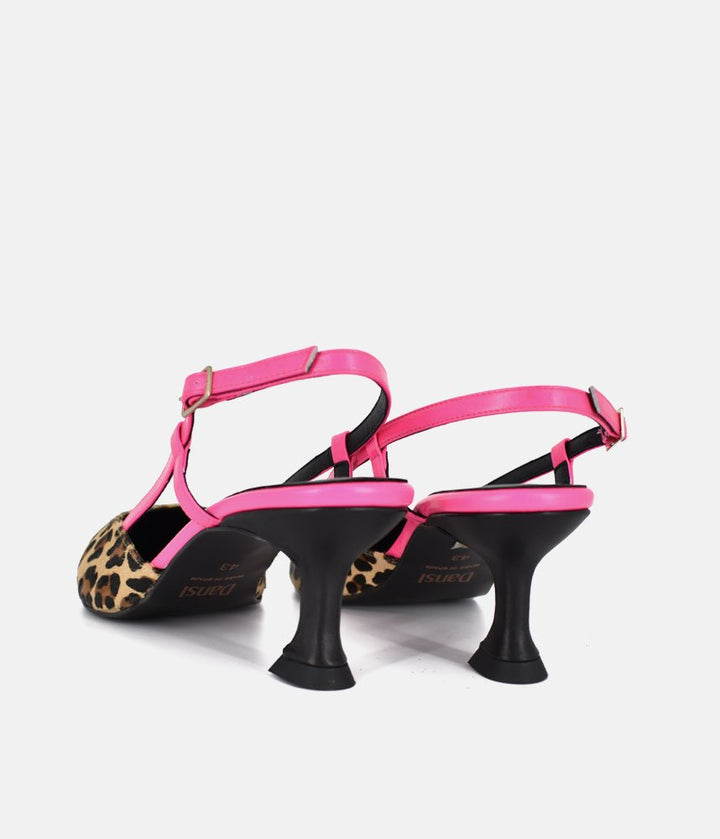 Dansi Gorgeous Leopard/Pink Slingback Heels