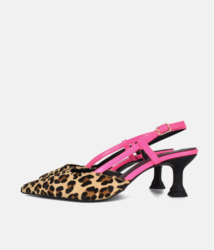 Dansi Gorgeous Leopard/Pink Slingback Heels