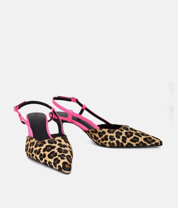 Dansi Gorgeous Leopard/Pink Slingback Heels
