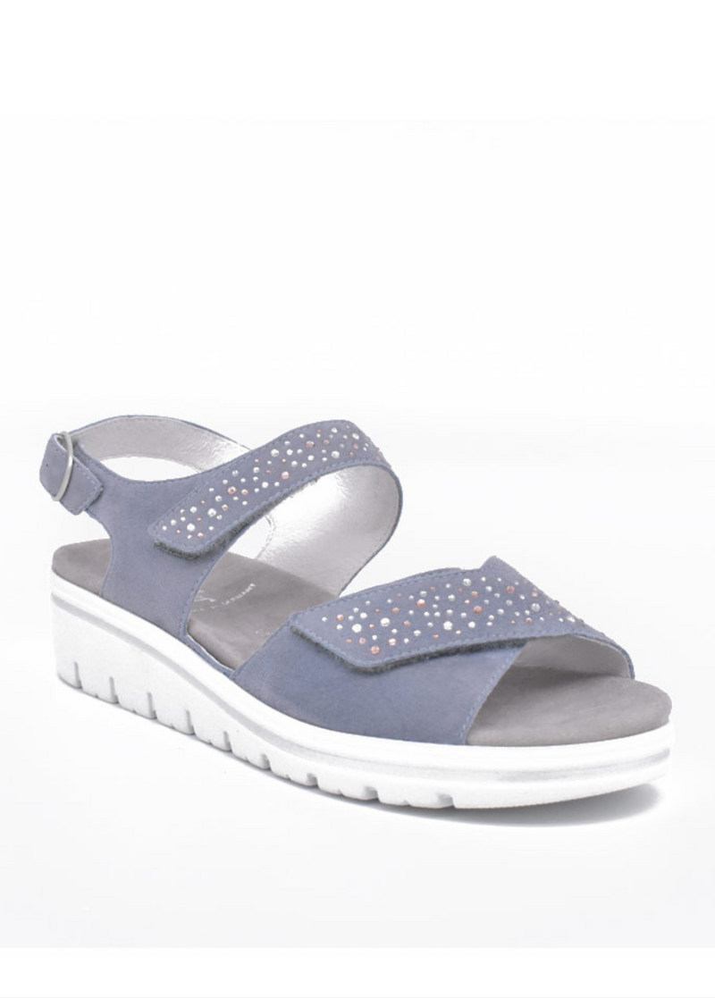 Semler Sky Blue Diamante Wedge Sandals