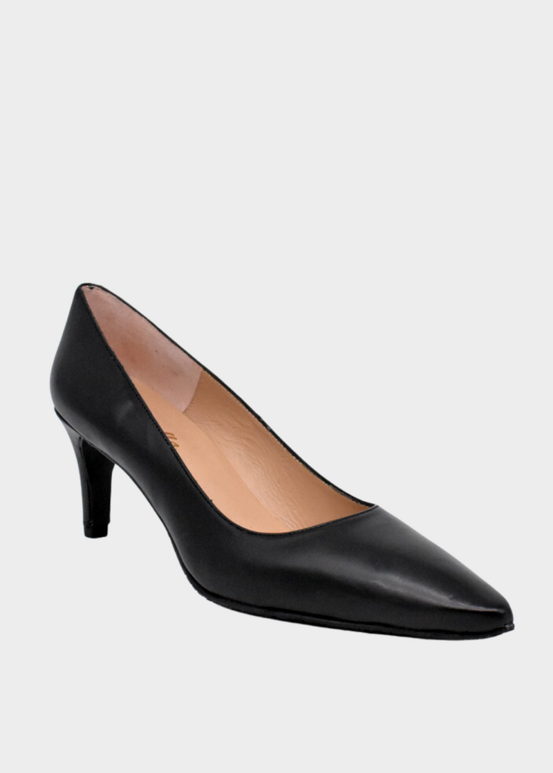 Cinderella Shoes Classic Black Leather Stiletto Heel