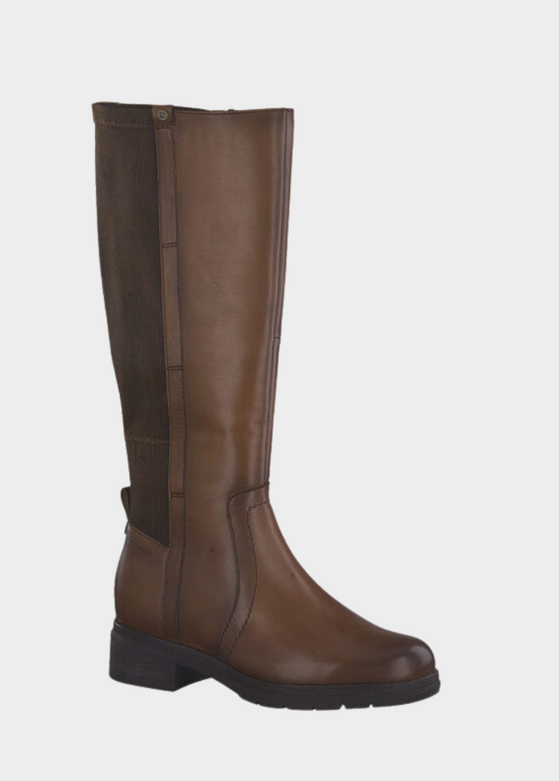 Tamaris Versatile Cognac Leather Knee High Boots