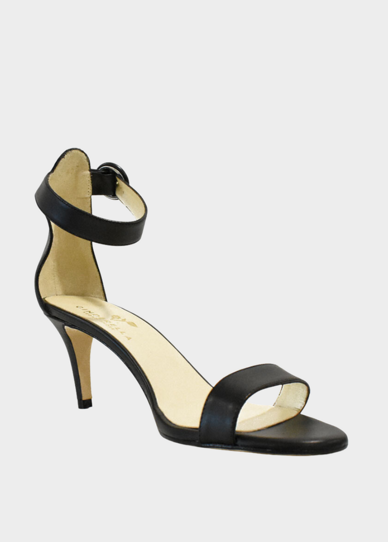 Cinderella Vegan Shoes - Barely There Black Sandals