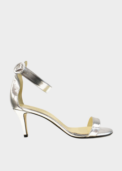 Cinderella Vegan Shoes - Barely There Metallic Silver Sandals