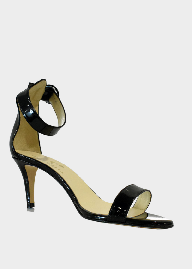 Cinderella Vegan Shoes – Barely There Black Patent Sandals