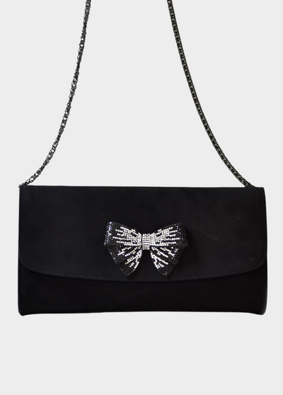 Deluxe Black Party Evening Shoulder Bag with Bow