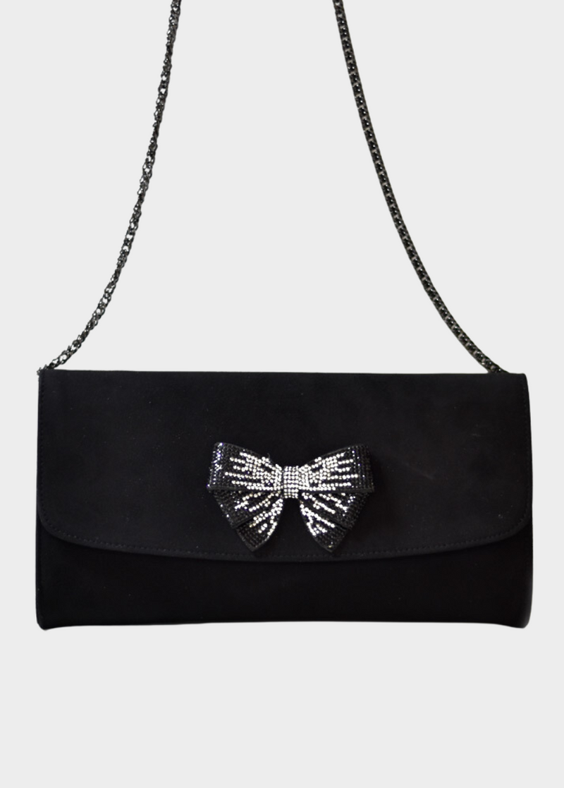 Deluxe Black Party Evening Shoulder Bag with Bow