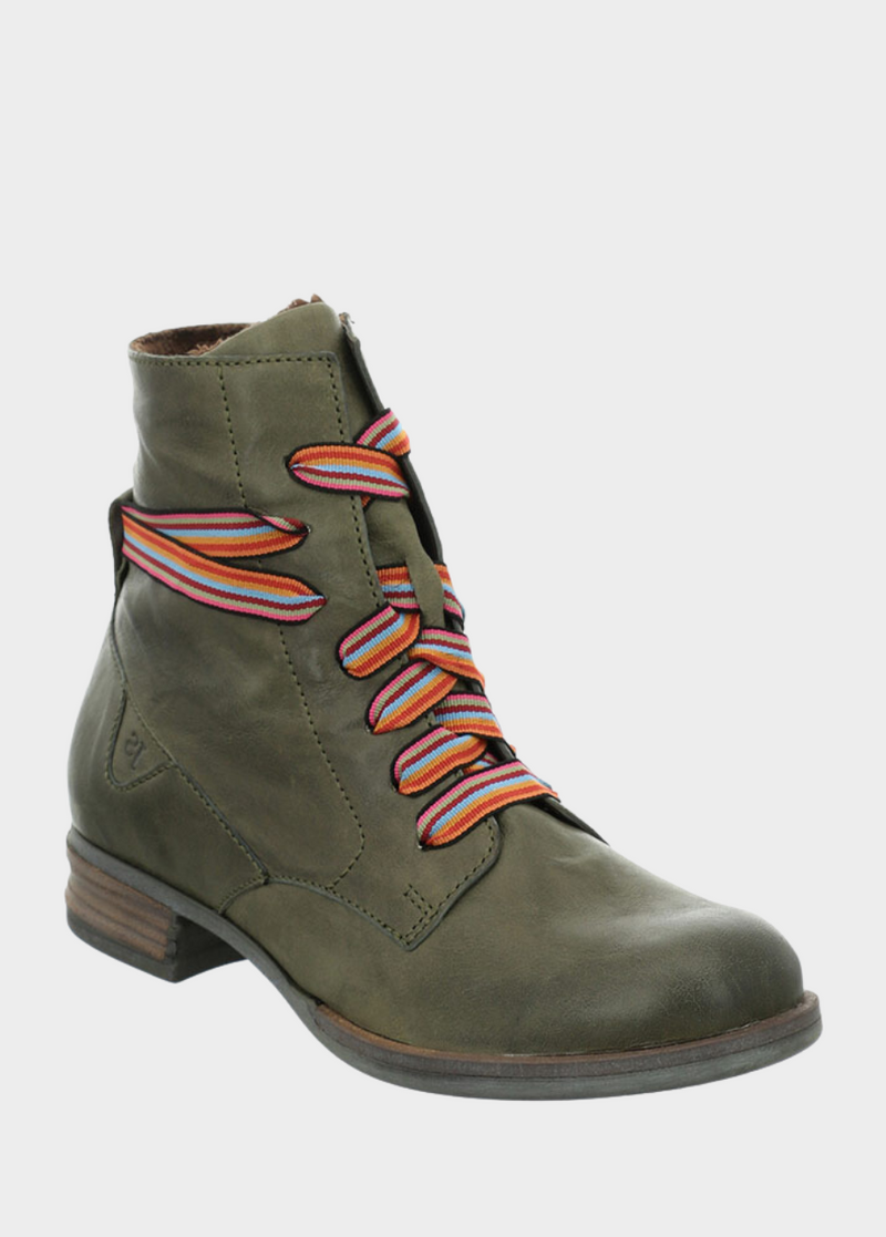 Josef Seibel Trendy Olive Green Lace Up Combat Boots