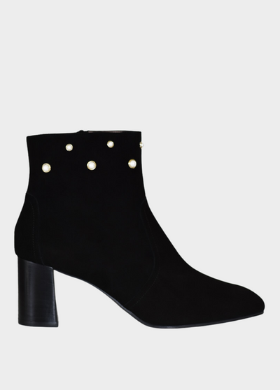 Gorgeous Black Suede Block Heel Ankle Boots