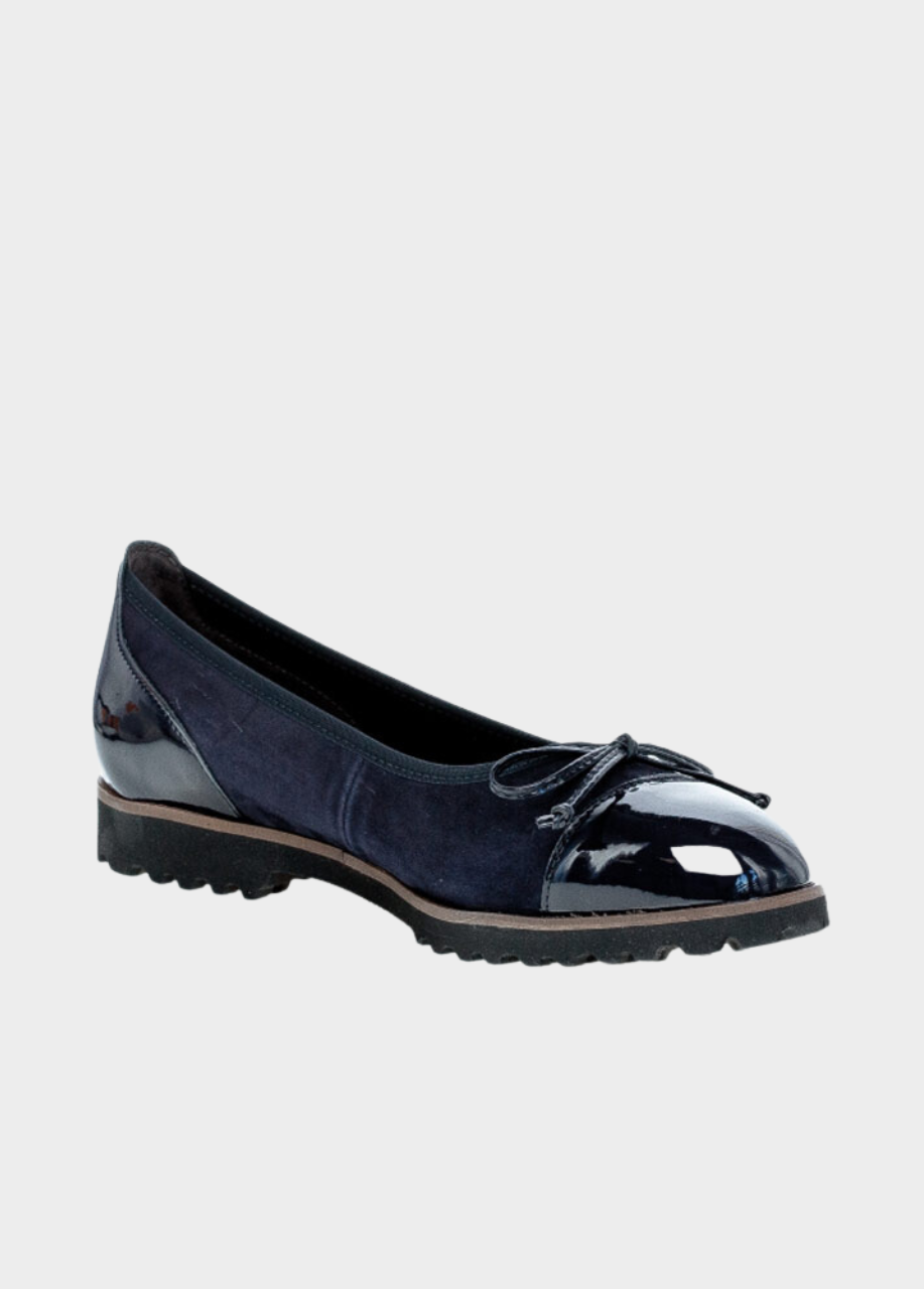 Gabor Stylish Navy Patent/Suede Ballerinas