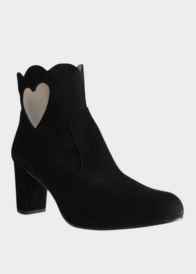 Gorgeous Black Suede Love Heart Ankle Boots