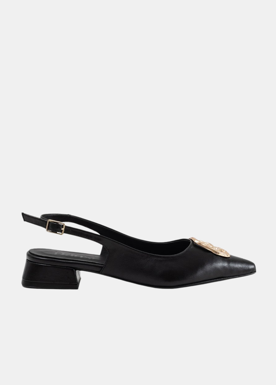 Dansi Statement Leather Slingbacks - Black