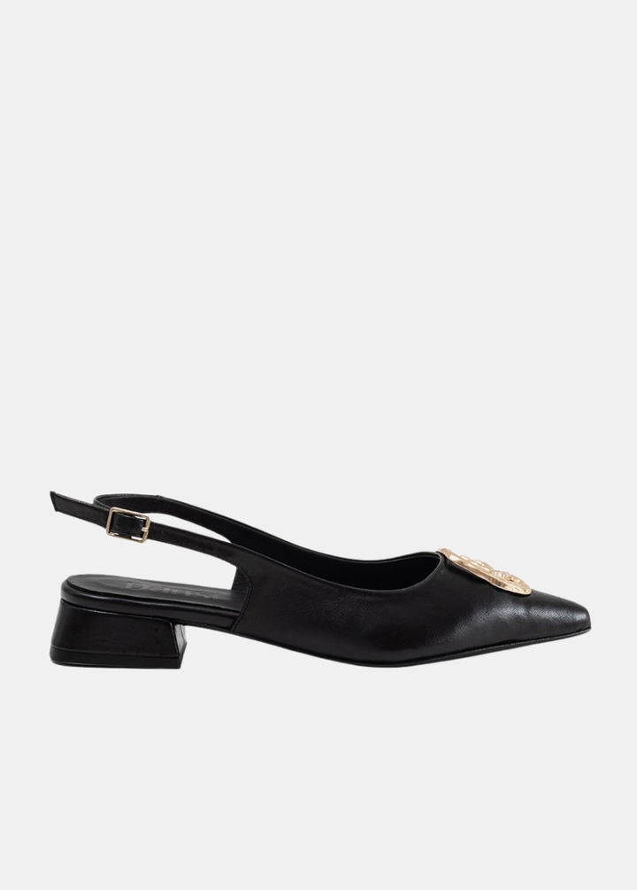 Dansi Statement Leather Slingbacks - Black