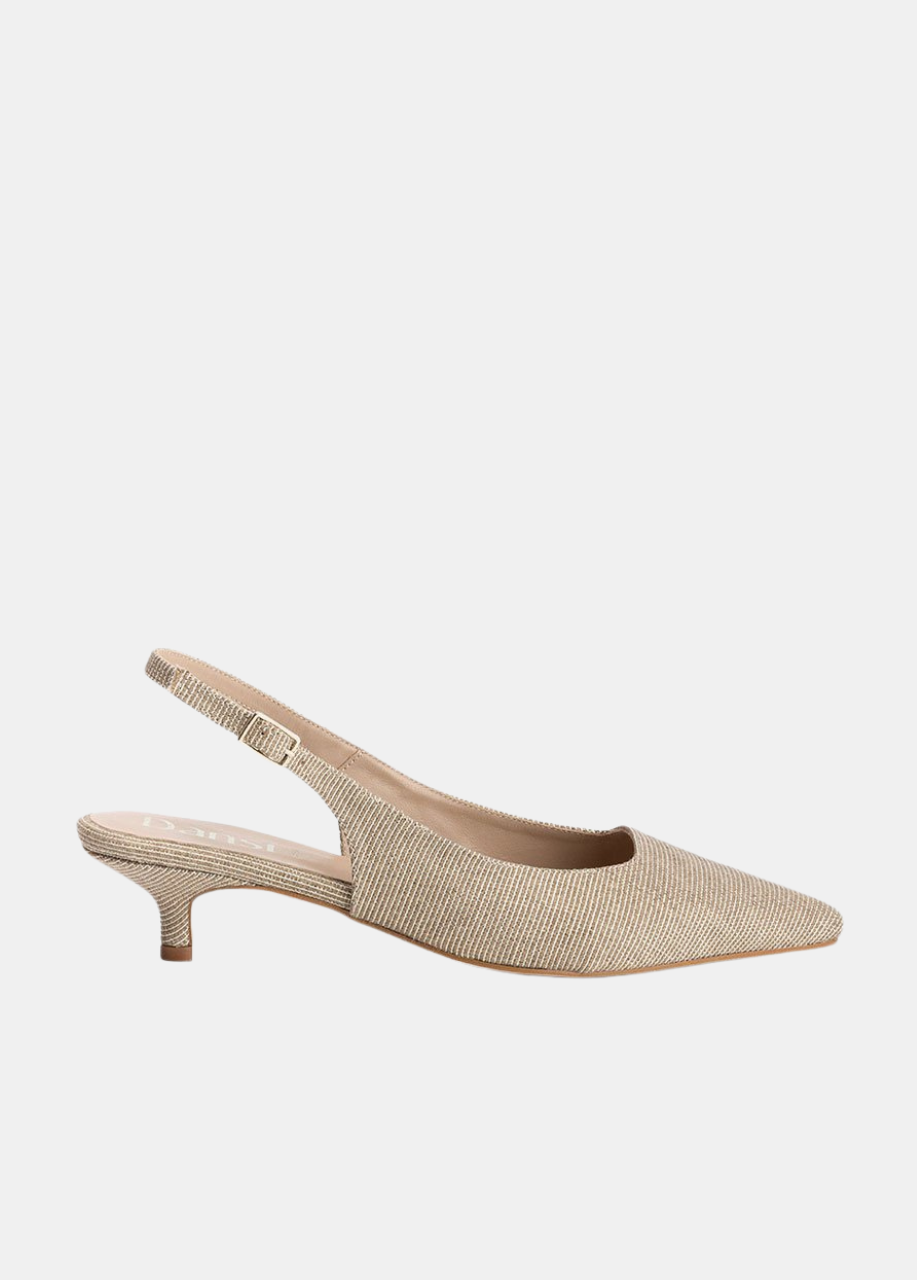 Dansi Elegant Textured Kitten Heel Slingbacks - Champagne Gold