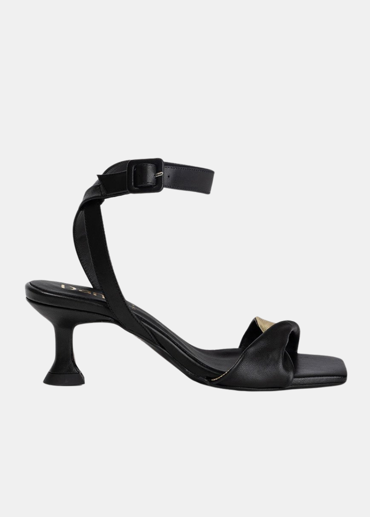 Dansi Gorgeous Twist Leather Sandals - Black & Metallic Gold