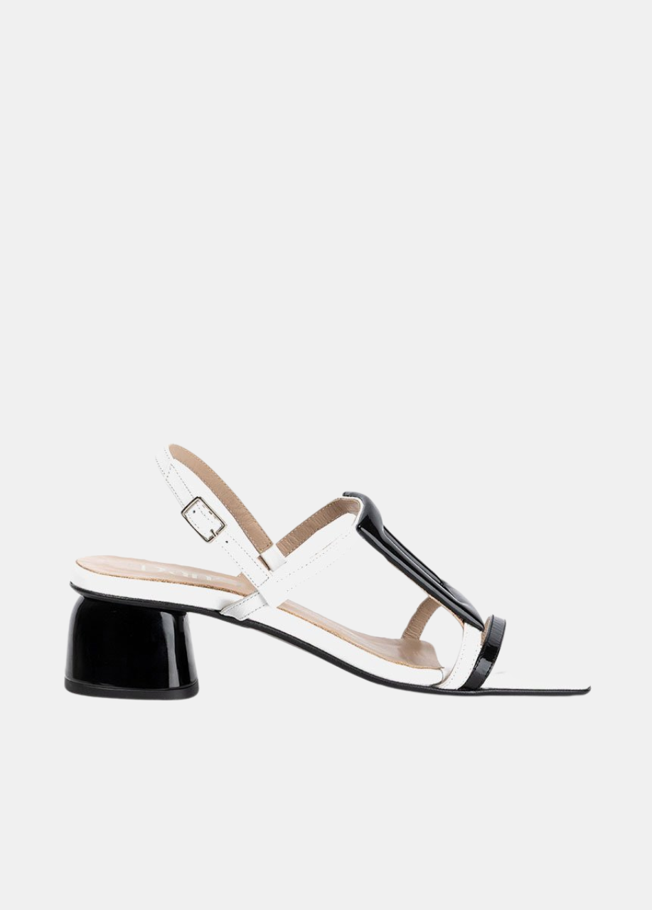 Dansi Striking Patent Striking Monochrome Block Heels Sandals
