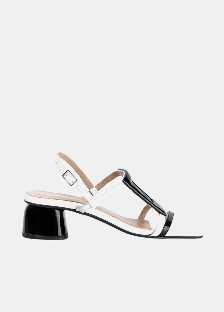 Dansi Striking Patent Striking Monochrome Block Heels Sandals