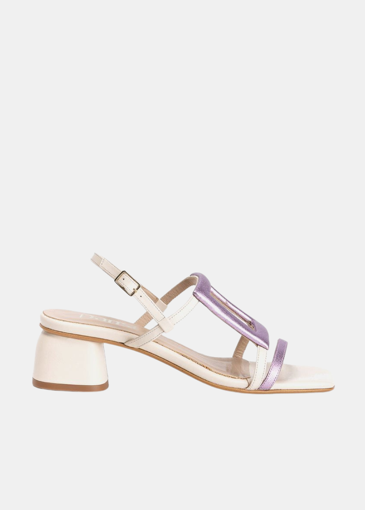 Dansi Gorgeous Block Heels Sandals - Metallic Lilac & Cream