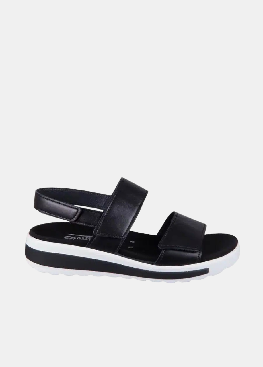Semler Fashionable Leather Wedge Sandals - Black