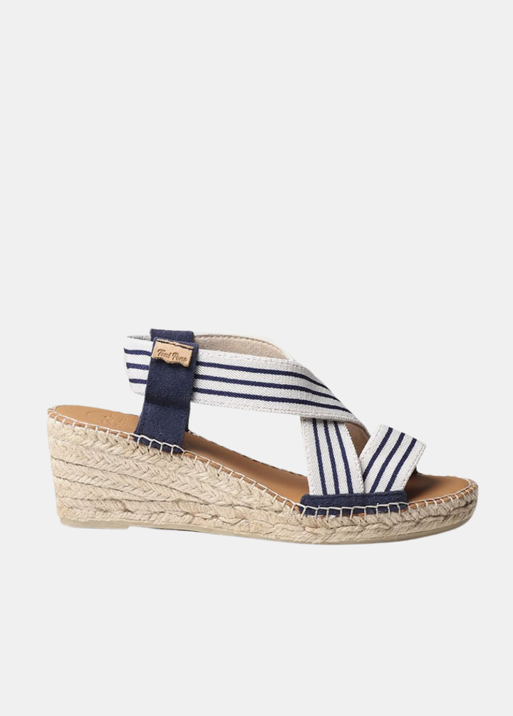 Toni Pons Pretty Stripe Espadrille Wedges - Navy