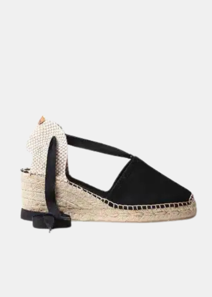 Toni Pons Striking Strappy Espadrille Wedges - Black