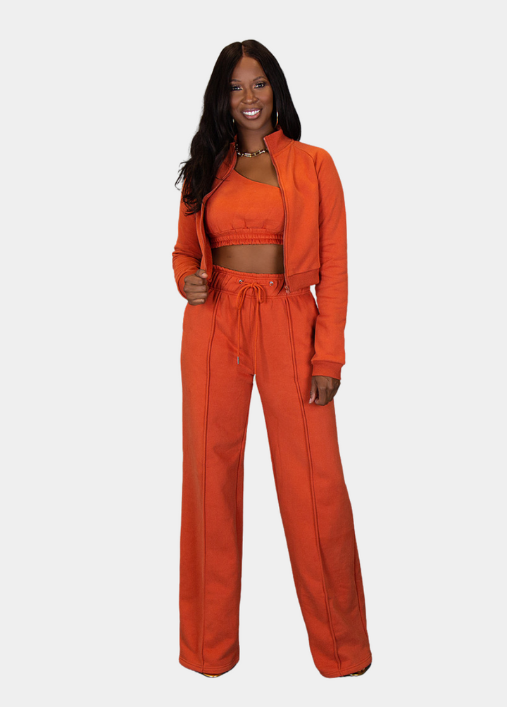 City Vibes Sweat Jacket - Burnt Orange