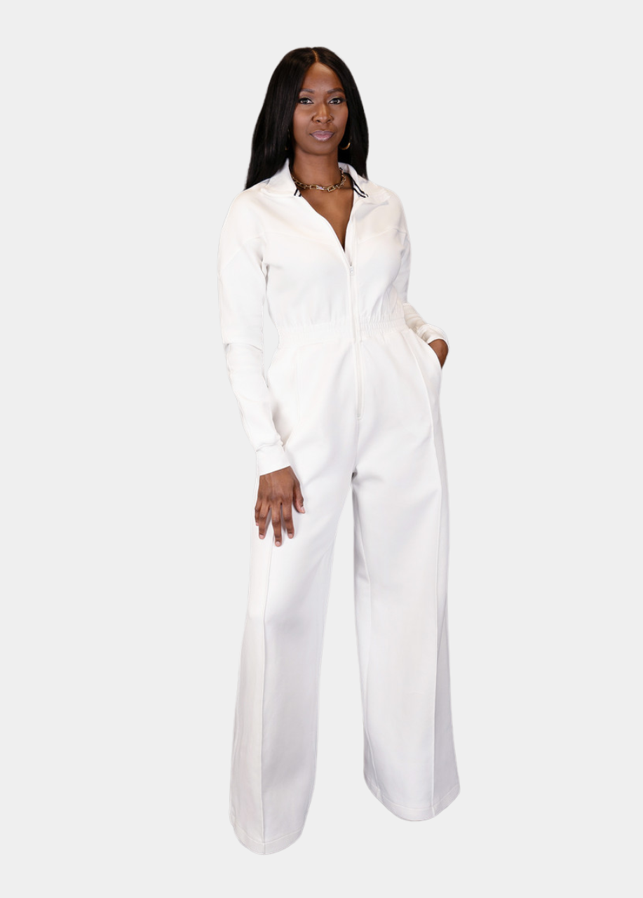 Every Day Sweat Jumpsuit - White