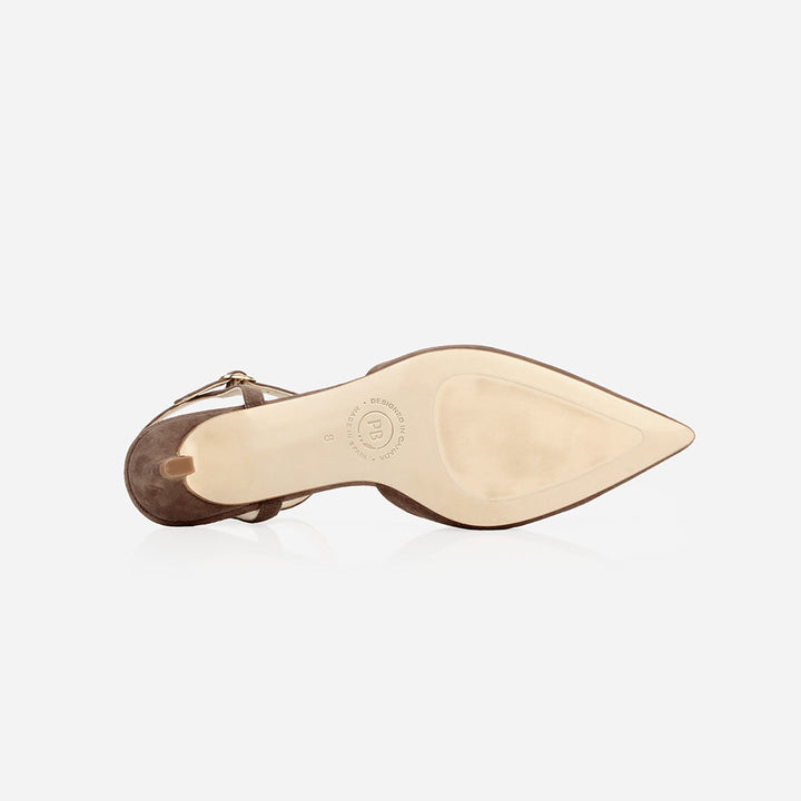 The Claire Kitten Heel Ash - Brown Suede