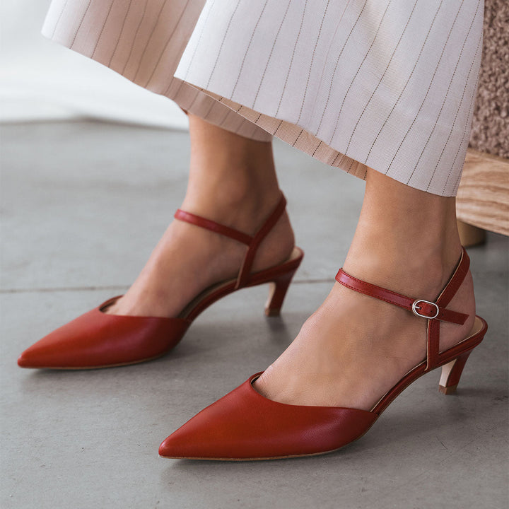 The Claire Kitten Heel - Racing Red