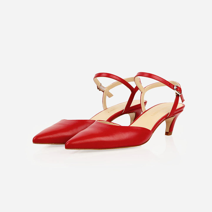 The Claire Kitten Heel - Racing Red