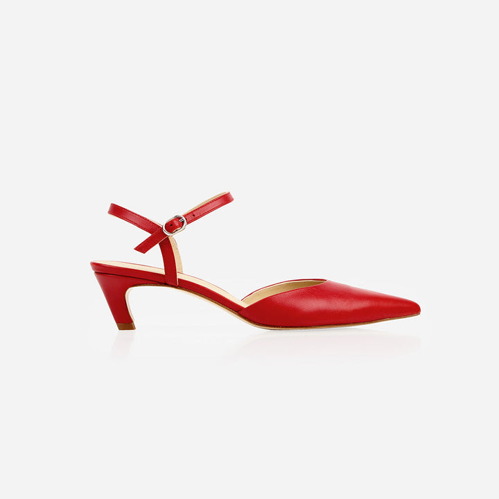 The Claire Kitten Heel - Racing Red