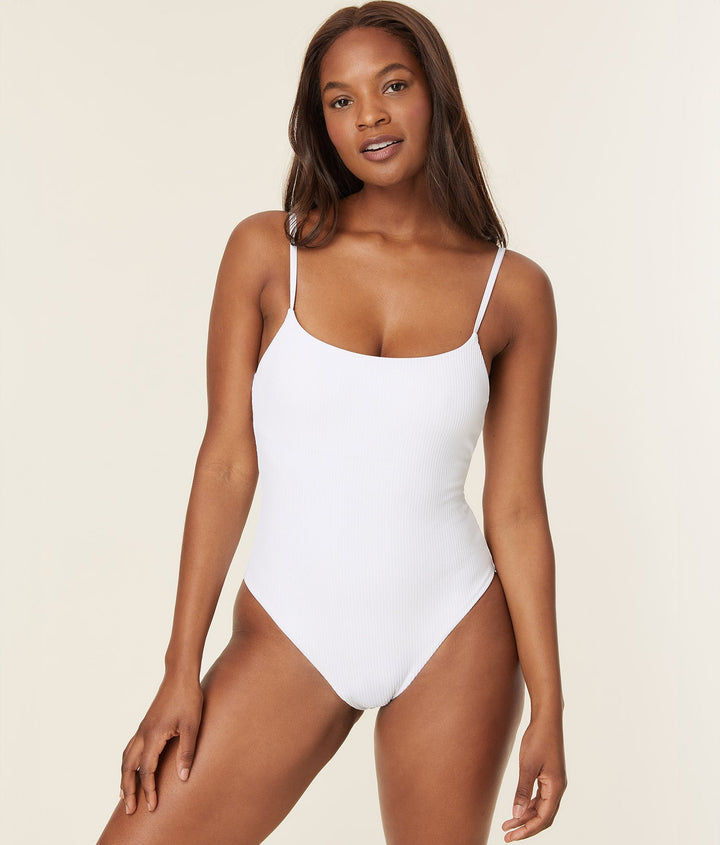 The Jetties One Piece - Eco Ribbed - White - Long Torso
