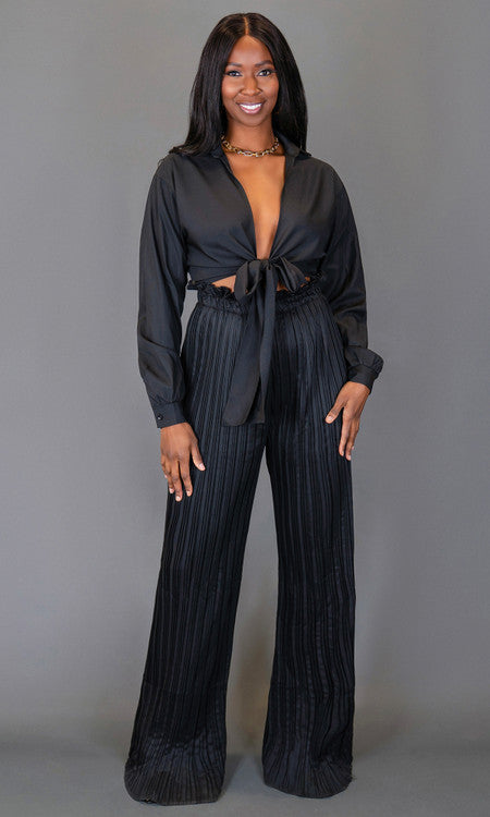 Gianna Pleated Pant Set - Black