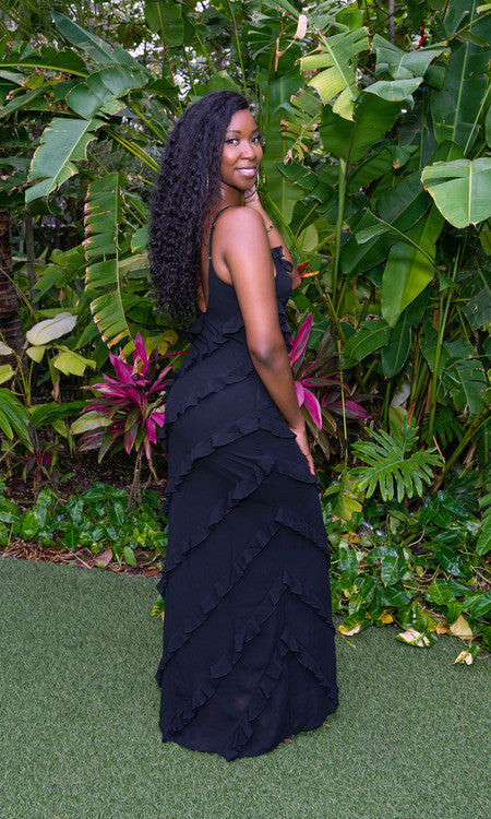Barcelona Ruffle Maxi Dress - Black – Tall Size