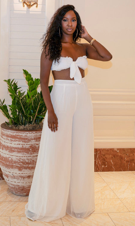 Alani Wide Leg Pants - White