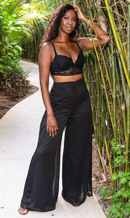 Alani Wide Leg Pants - Black