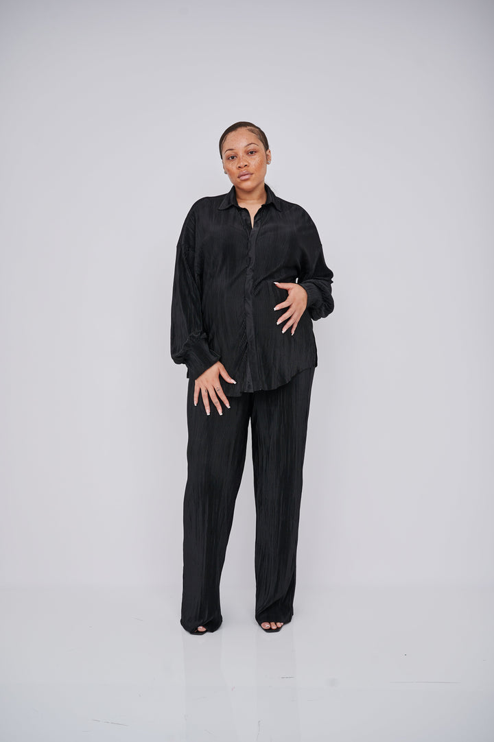 Kaia Tall Maternity Plisse Trouser - Black (Trousers Only)