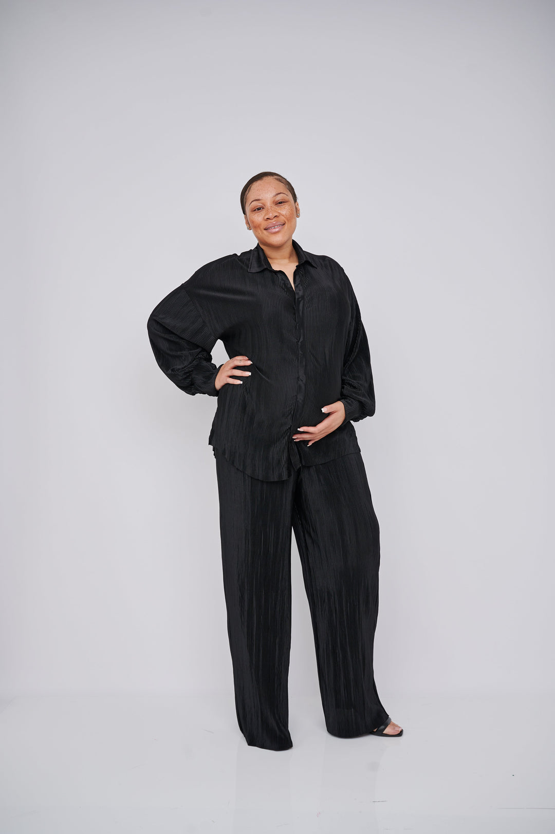 Kaia Tall Maternity Plisse Trouser - Black (Trousers Only)