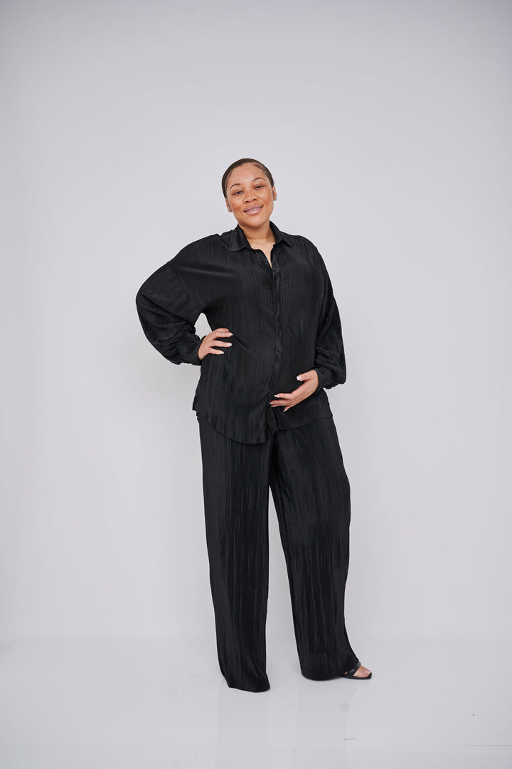 Kaia Tall Maternity Plisse Trouser - Black (Trousers Only)