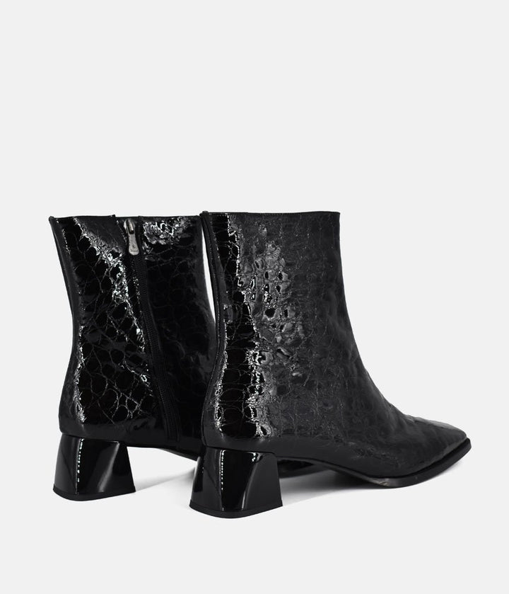 Dansi Modern Glossy Ankle Boots - Croc