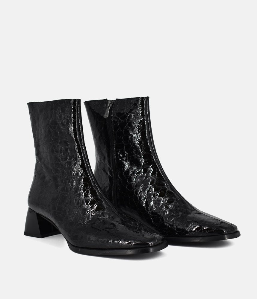 Dansi Modern Glossy Ankle Boots - Croc