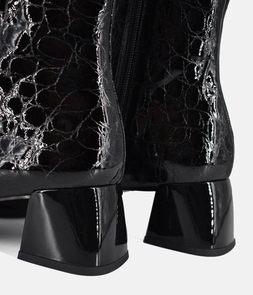 Dansi Modern Glossy Ankle Boots - Croc