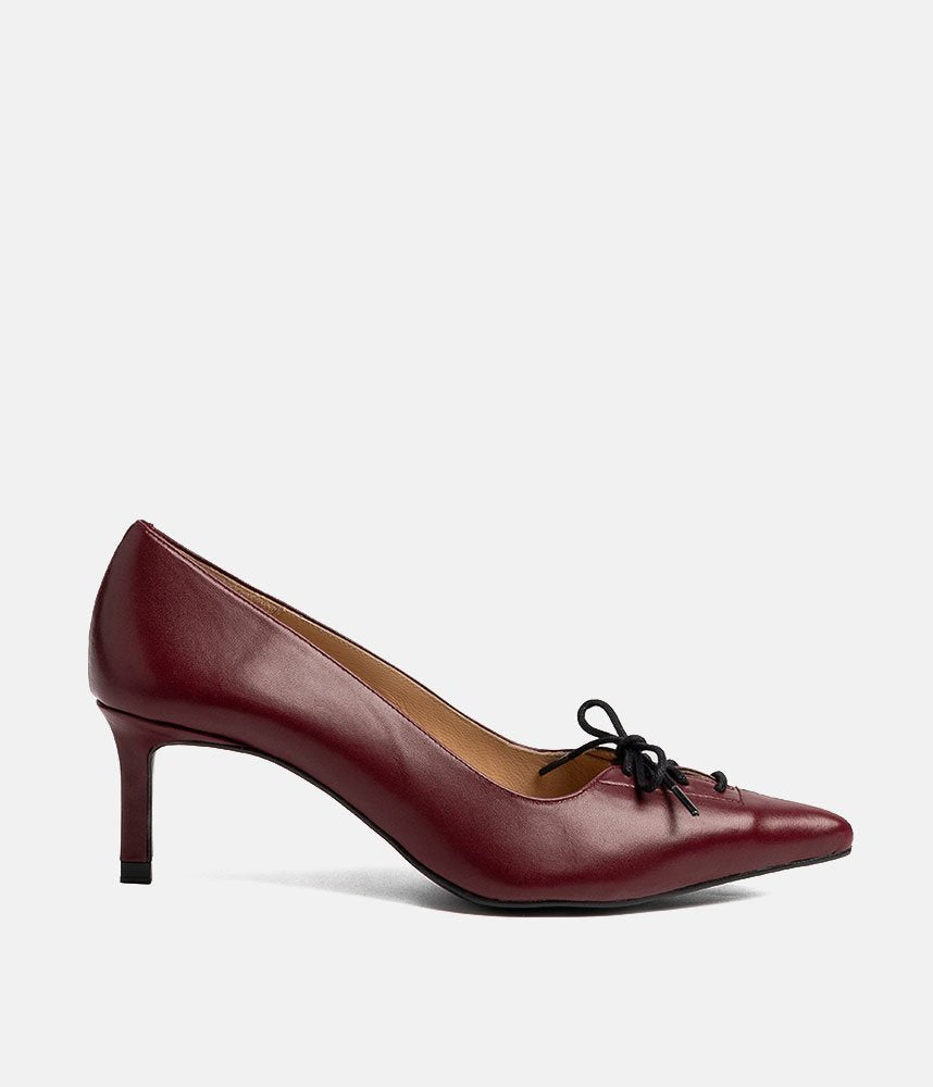 Dansi Stylish Leather Heels - Burgundy
