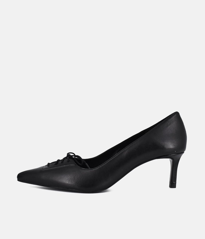 Dansi Stylish Leather Heels - Black