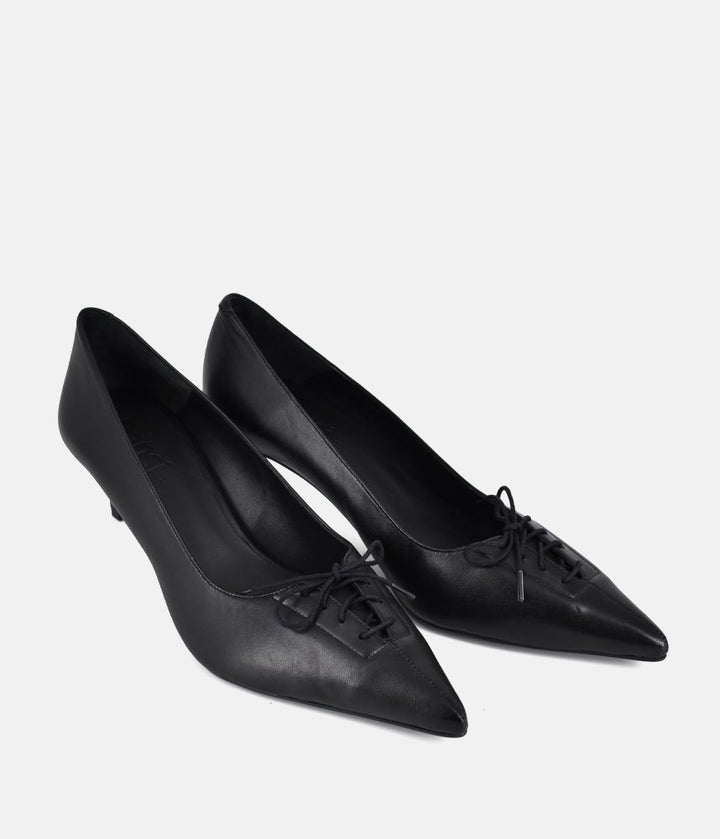 Dansi Stylish Leather Heels - Black