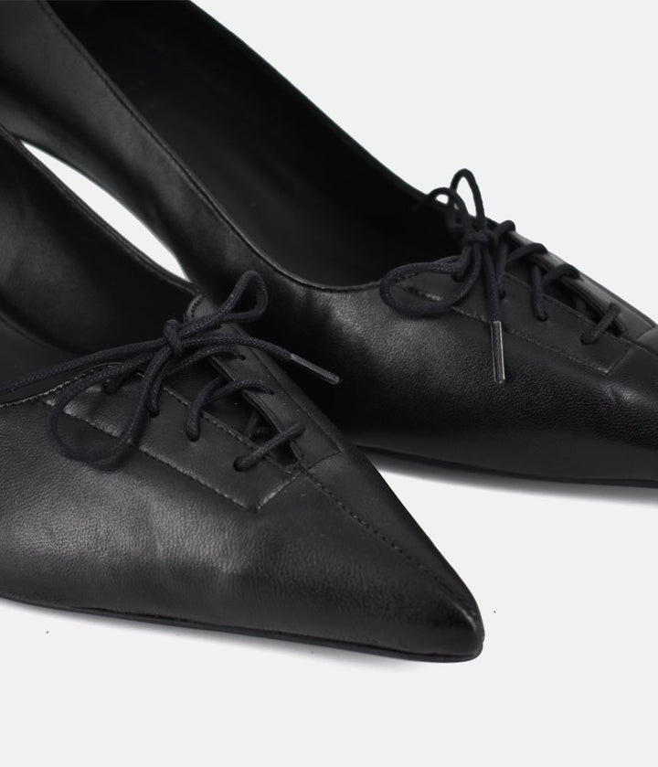 Dansi Stylish Leather Heels - Black