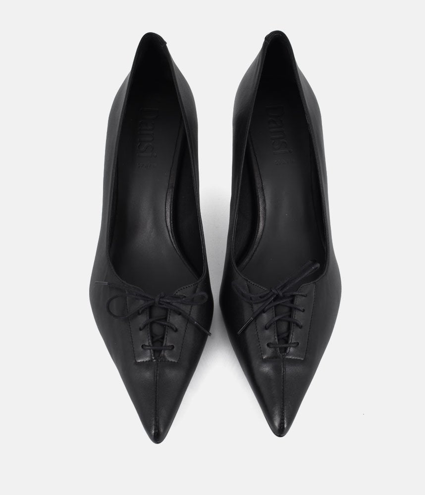 Dansi Stylish Leather Heels - Black